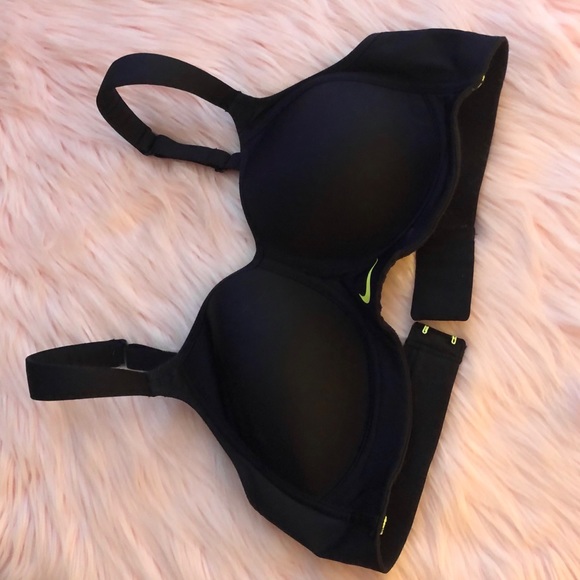 Nike Dri Hit Women’s Pro Sports Bra Black & Neon - Picture 6 of 7